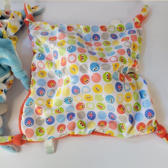 Lot 2 Sesame Street Plush Loveys Blue Cookie Monster Red Elmo Security Blanket - Picture 8 of 15